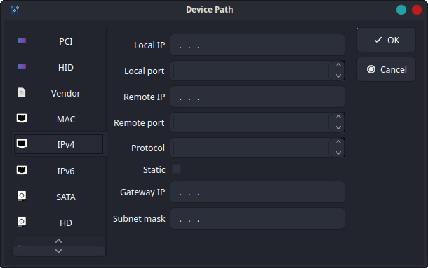 Device path dialog