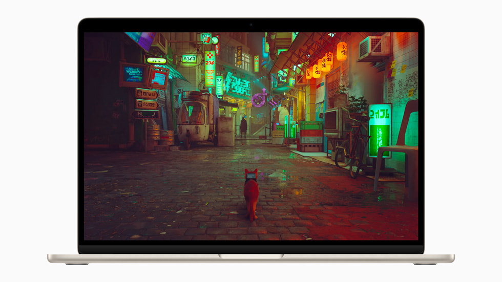 게임 플레이를 보여주는 새로운 MacBook Air 15.